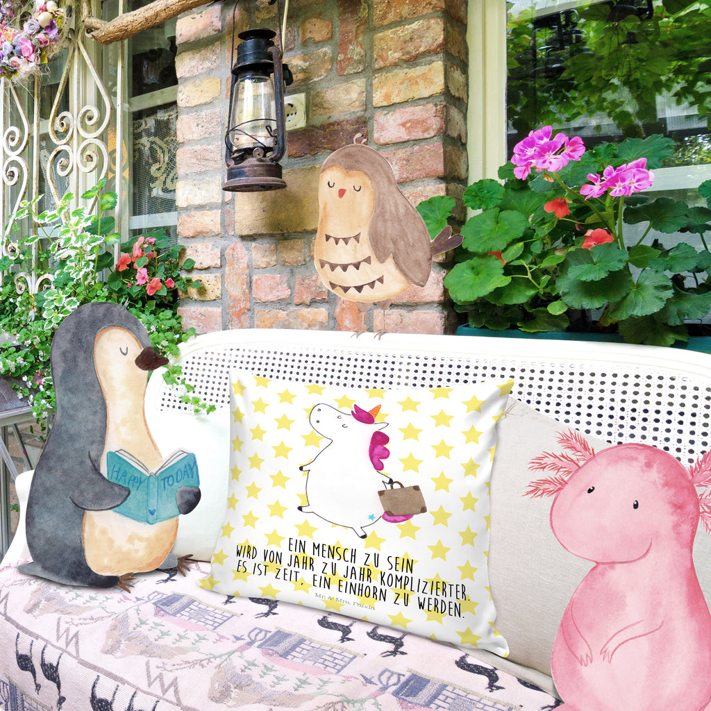 40x40 Kissen Einhorn Koffer Kissenhülle, Kopfkissen, Sofakissen, Dekokissen, Motivkissen, Einhorn, Einhörner, Einhorn Deko, Pegasus, Unicorn, unicorn, Koffer, Verreisen, Reise, Gepäck, Abenteuer, Erwachsen, Kind, albern, Spaß, lustig, witzig