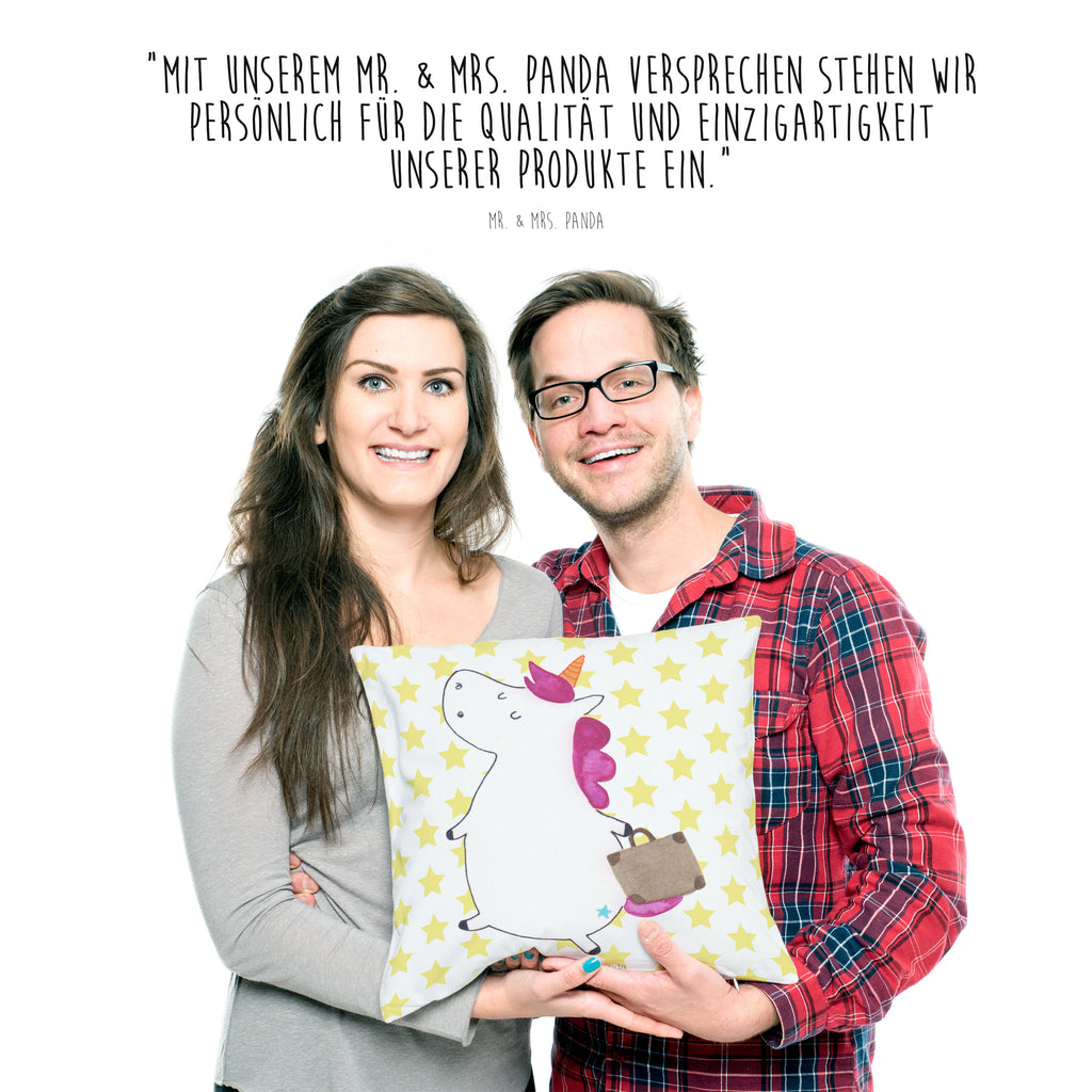 40x40 Kissen Einhorn Koffer Kissenhülle, Kopfkissen, Sofakissen, Dekokissen, Motivkissen, Einhorn, Einhörner, Einhorn Deko, Pegasus, Unicorn, unicorn, Koffer, Verreisen, Reise, Gepäck, Abenteuer, Erwachsen, Kind, albern, Spaß, lustig, witzig