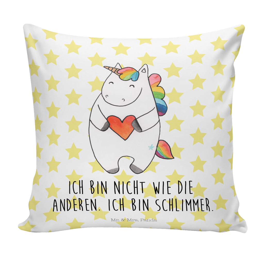 40x40 Kissen Einhorn Herz Kissenhülle, Kopfkissen, Sofakissen, Dekokissen, Motivkissen, Einhorn, Einhörner, Einhorn Deko, Pegasus, Unicorn, Herz, schlimm, böse, witzig, lustig, Freundin, anders, bunt