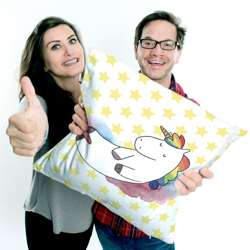 40x40 Kissen Einhorn Wolke 7 Kissenhülle, Kopfkissen, Sofakissen, Dekokissen, Motivkissen, Einhorn, Einhörner, Einhorn Deko, Pegasus, Unicorn, verliebt, Menschen, witzig, lustig, Geschenk, Glaube, Realität, Lächeln