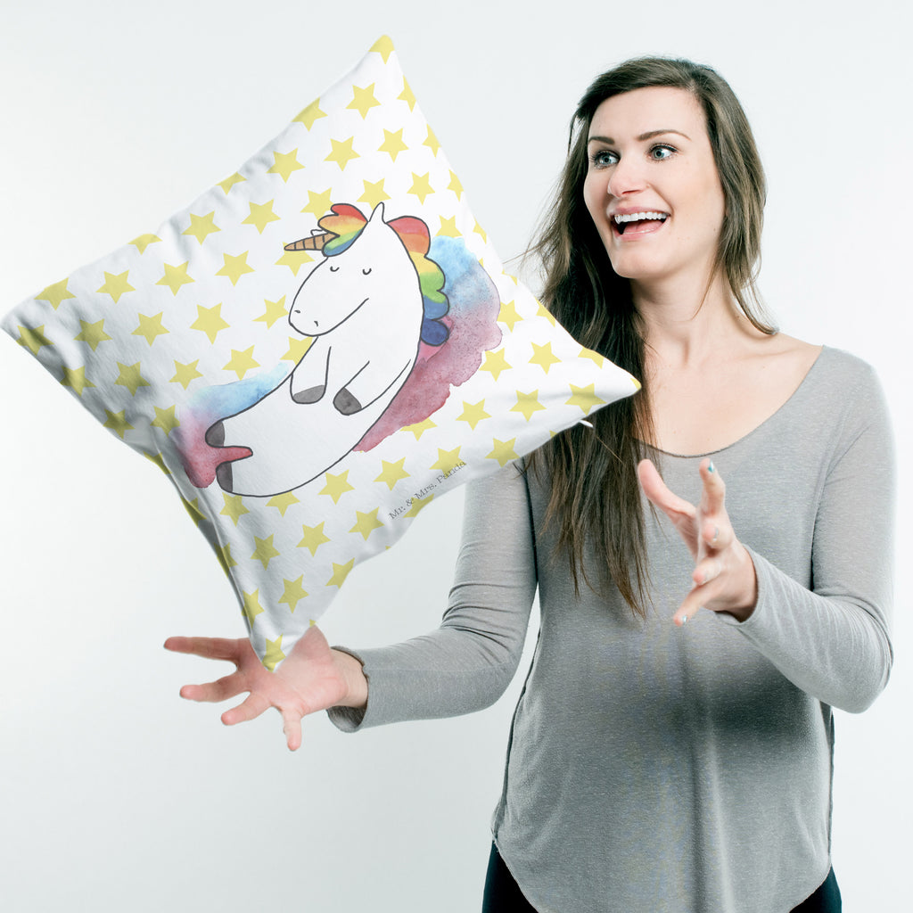 40x40 Kissen Einhorn Wolke 7 Kissenhülle, Kopfkissen, Sofakissen, Dekokissen, Motivkissen, Einhorn, Einhörner, Einhorn Deko, Pegasus, Unicorn, verliebt, Menschen, witzig, lustig, Geschenk, Glaube, Realität, Lächeln