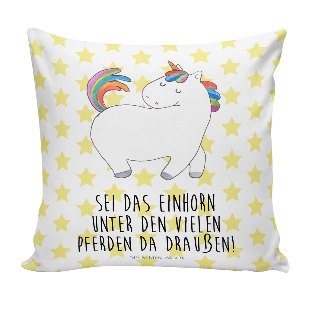 40x40 Kissen Einhorn stolzierend Kissenhülle, Kopfkissen, Sofakissen, Dekokissen, Motivkissen, Einhorn, Einhörner, Einhorn Deko, Pegasus, Unicorn, stolz, anders, bunt, Pferd, Reiter, Reiten, Freundin, Geschenk