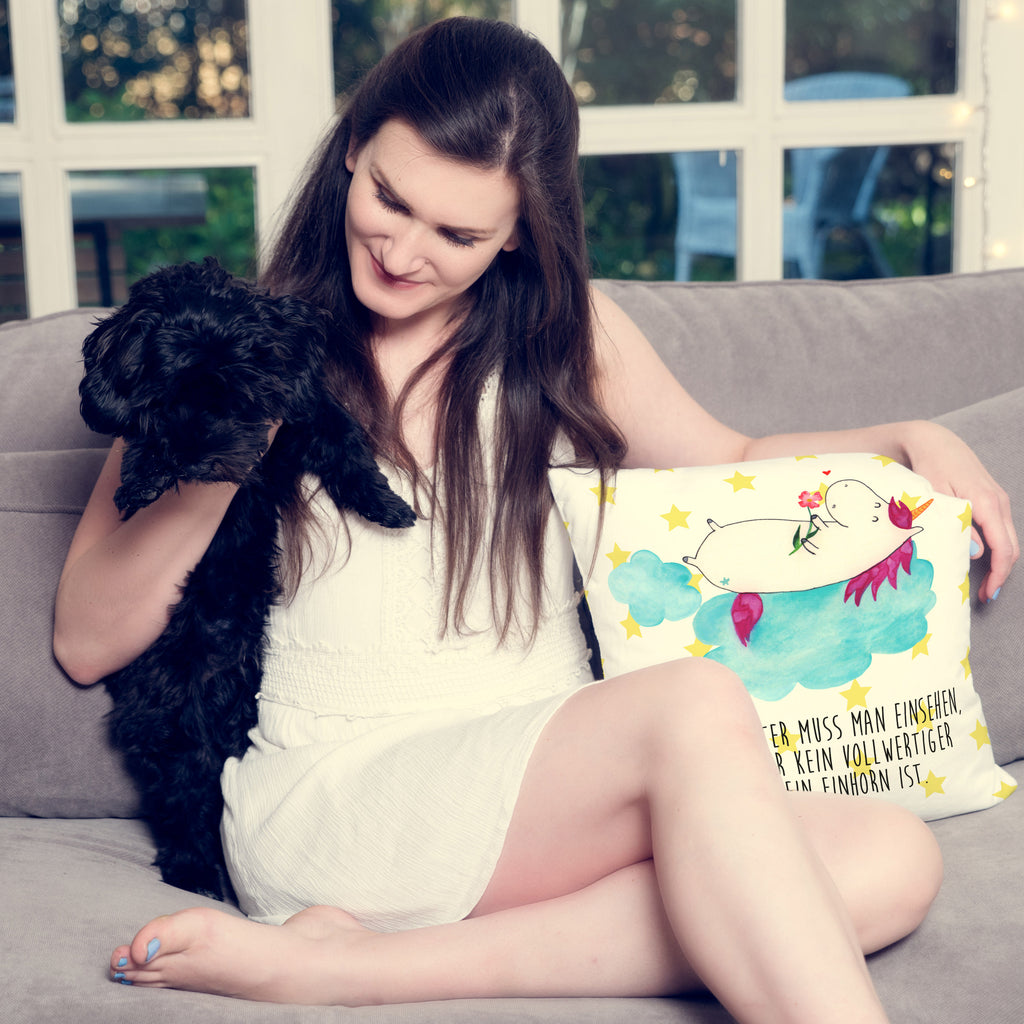 40x40 Kissen Einhorn verliebt auf Wolke Kissenhülle, Kopfkissen, Sofakissen, Dekokissen, Motivkissen, Einhorn, Einhörner, Einhorn Deko, Pegasus, Unicorn, verliebt, Liebe, Liebesbeweis, Freundin, Wolke