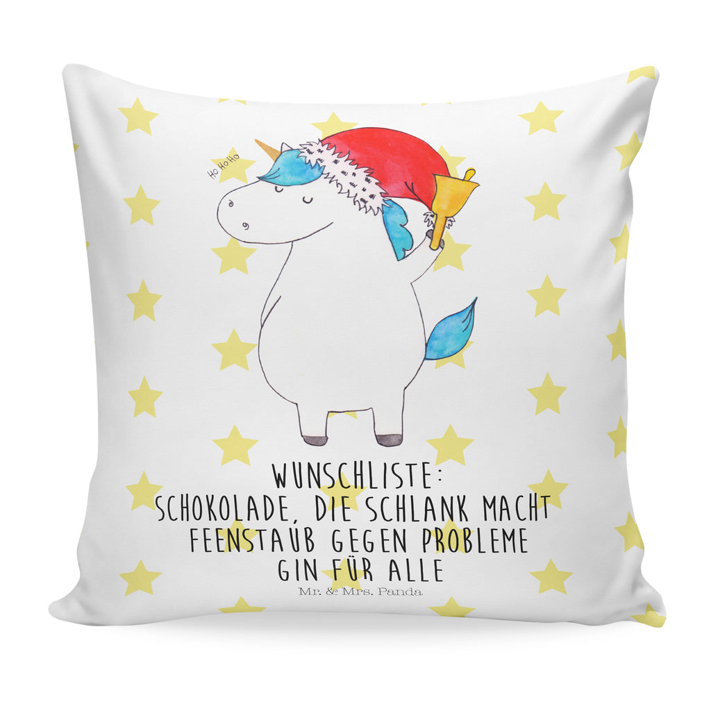 40x40 Kissen Einhorn Weihnachtsmann Kissenhülle, Kopfkissen, Sofakissen, Dekokissen, Motivkissen, Einhorn, Einhörner, Einhorn Deko, Pegasus, Unicorn, Gin, Schokolade, Schoki, Weihnachten, Weihnachtsmann, Nikolaus, Wunschzettel, Wunschliste, Feenstaub