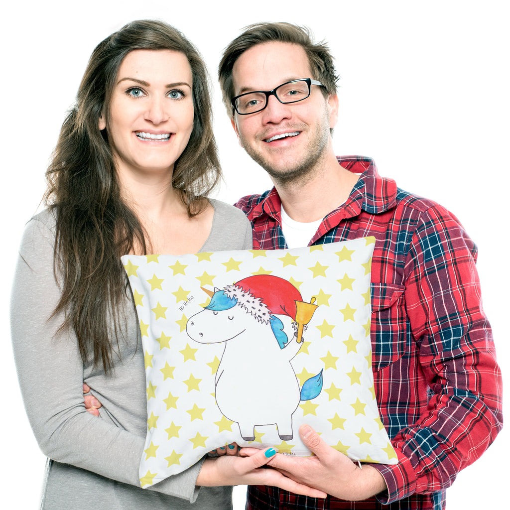 40x40 Kissen Einhorn Weihnachtsmann Kissenhülle, Kopfkissen, Sofakissen, Dekokissen, Motivkissen, Einhorn, Einhörner, Einhorn Deko, Pegasus, Unicorn, Gin, Schokolade, Schoki, Weihnachten, Weihnachtsmann, Nikolaus, Wunschzettel, Wunschliste, Feenstaub