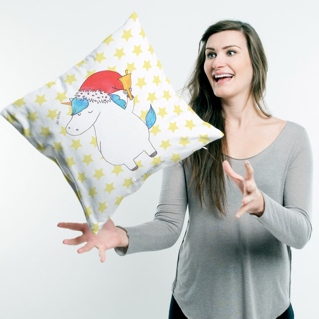 40x40 Kissen Einhorn Weihnachtsmann Kissenhülle, Kopfkissen, Sofakissen, Dekokissen, Motivkissen, Einhorn, Einhörner, Einhorn Deko, Pegasus, Unicorn, Gin, Schokolade, Schoki, Weihnachten, Weihnachtsmann, Nikolaus, Wunschzettel, Wunschliste, Feenstaub