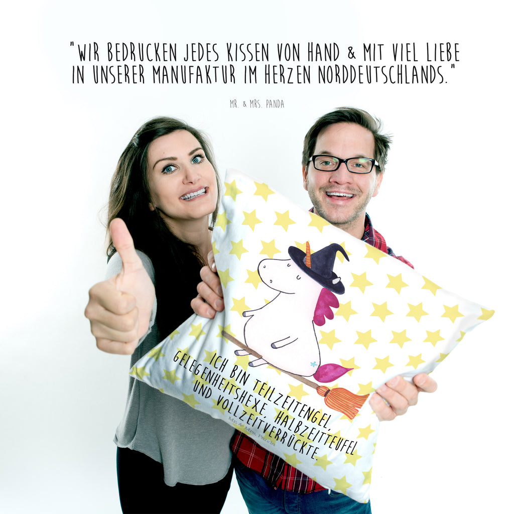 40x40 Kissen Einhorn Hexe Kissenhülle, Kopfkissen, Sofakissen, Dekokissen, Motivkissen, Einhorn, Einhörner, Einhorn Deko, Pegasus, Unicorn, Frau, Ehefrau, Hexe, Teufel, Engel, Verrückte, Freundin, Leben, Zicke