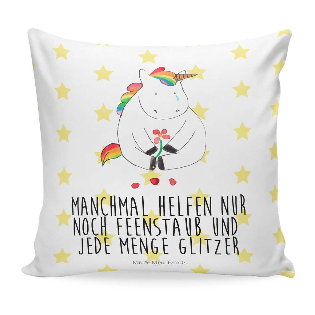 40x40 Kissen Einhorn Traurig Kissenhülle, Kopfkissen, Sofakissen, Dekokissen, Motivkissen, Einhorn, Einhörner, Einhorn Deko, Pegasus, Unicorn, Glitzer, Trösten. Freundschaft, Freunde, Liebe, Trauer, Grußkarte, Blume
