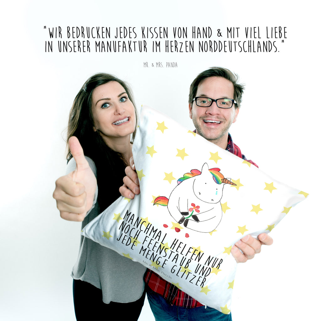 40x40 Kissen Einhorn Traurig Kissenhülle, Kopfkissen, Sofakissen, Dekokissen, Motivkissen, Einhorn, Einhörner, Einhorn Deko, Pegasus, Unicorn, Glitzer, Trösten. Freundschaft, Freunde, Liebe, Trauer, Grußkarte, Blume