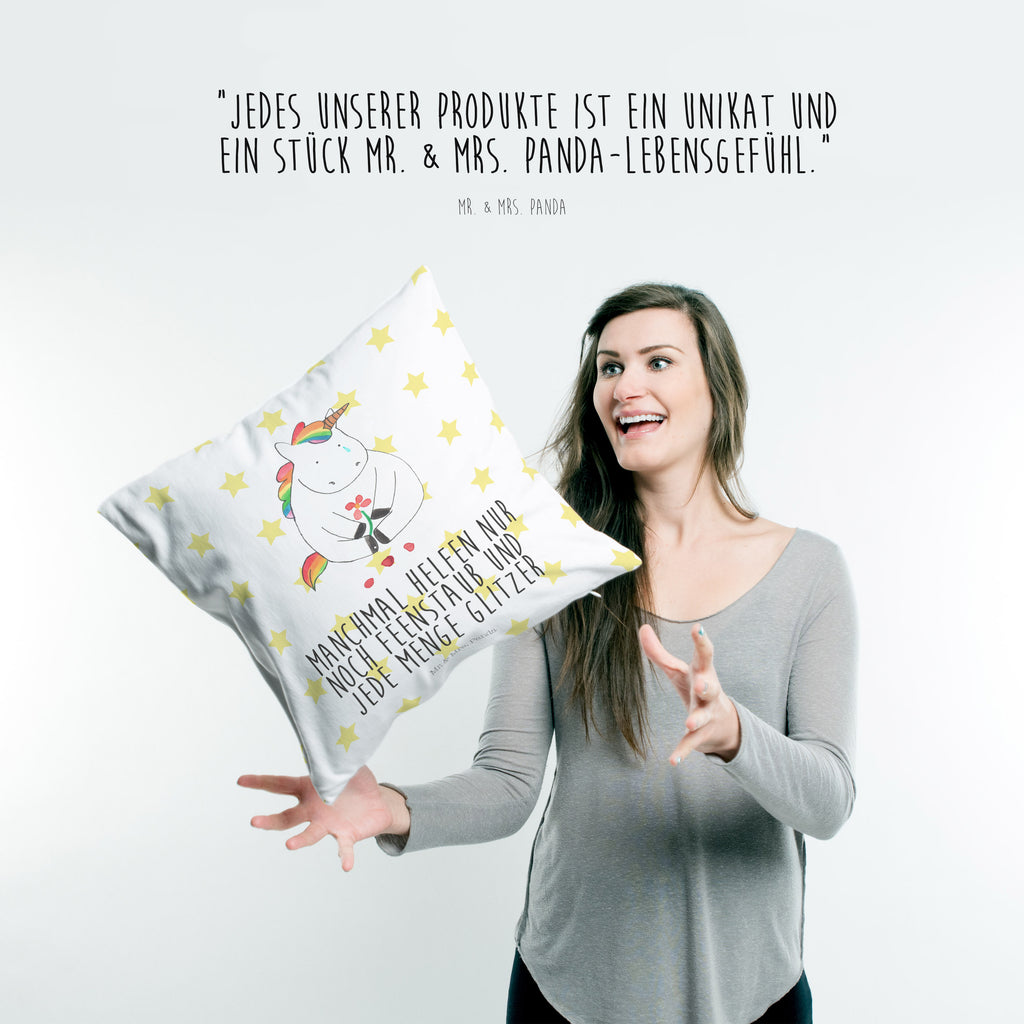 40x40 Kissen Einhorn Traurig Kissenhülle, Kopfkissen, Sofakissen, Dekokissen, Motivkissen, Einhorn, Einhörner, Einhorn Deko, Pegasus, Unicorn, Glitzer, Trösten. Freundschaft, Freunde, Liebe, Trauer, Grußkarte, Blume