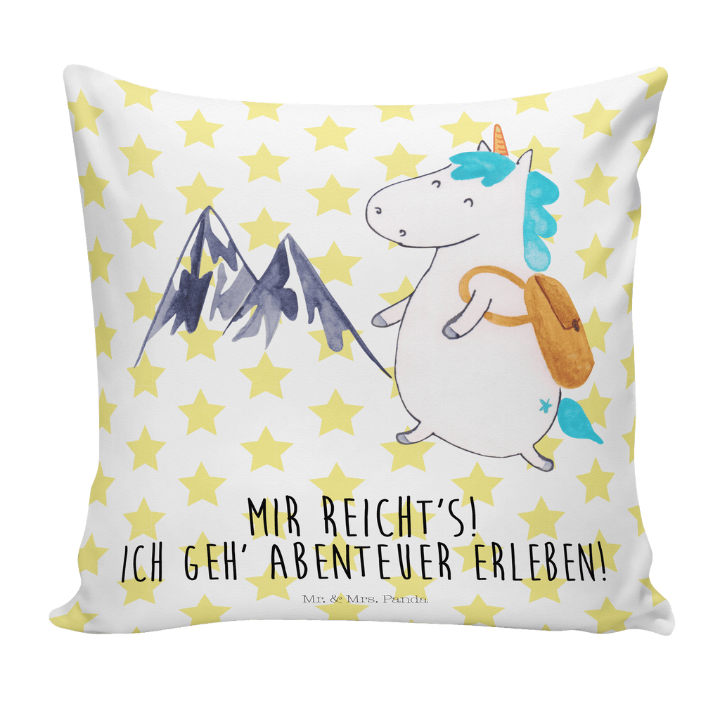 40x40 Kissen Einhorn Bergsteiger Kissenhülle, Kopfkissen, Sofakissen, Dekokissen, Motivkissen, Einhorn, Einhörner, Einhorn Deko, Pegasus, Unicorn, Bergsteiger, Abenteuer, Berge, Abenteurer, Weltenbummler, Weltreise, Reisen, Urlaub, Entdecker