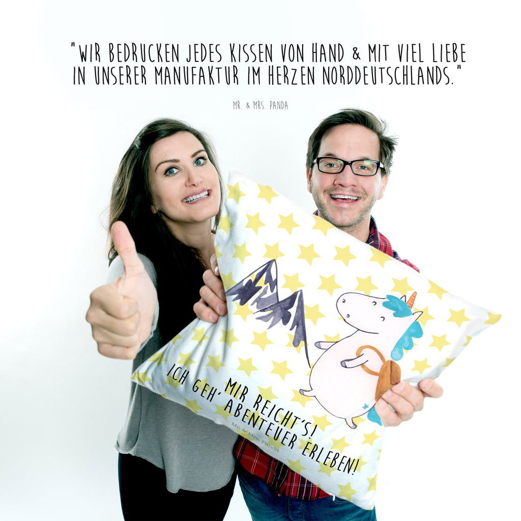 40x40 Kissen Einhorn Bergsteiger Kissenhülle, Kopfkissen, Sofakissen, Dekokissen, Motivkissen, Einhorn, Einhörner, Einhorn Deko, Pegasus, Unicorn, Bergsteiger, Abenteuer, Berge, Abenteurer, Weltenbummler, Weltreise, Reisen, Urlaub, Entdecker