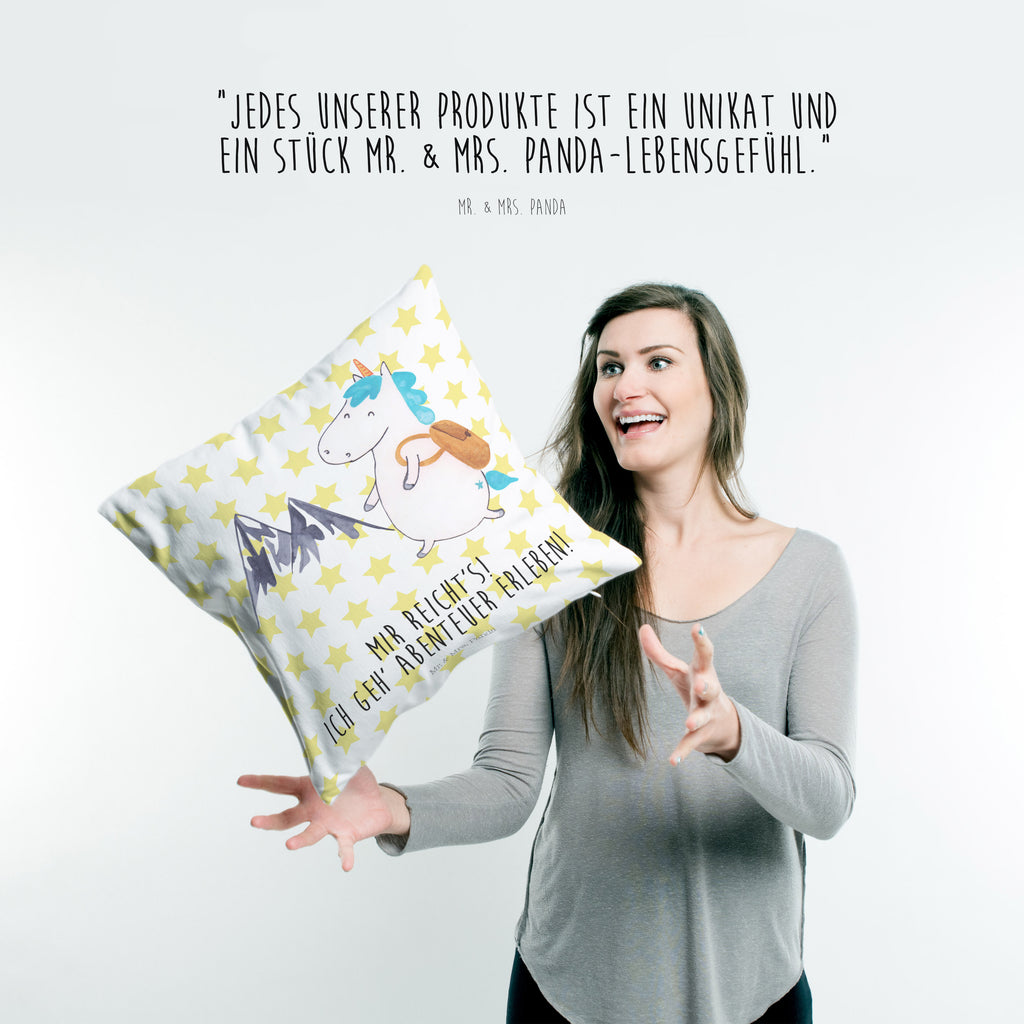 40x40 Kissen Einhorn Bergsteiger Kissenhülle, Kopfkissen, Sofakissen, Dekokissen, Motivkissen, Einhorn, Einhörner, Einhorn Deko, Pegasus, Unicorn, Bergsteiger, Abenteuer, Berge, Abenteurer, Weltenbummler, Weltreise, Reisen, Urlaub, Entdecker