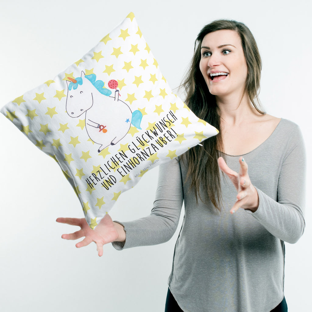 40x40 Kissen Einhorn Baby Kissenhülle, Kopfkissen, Sofakissen, Dekokissen, Motivkissen, Einhorn, Einhörner, Einhorn Deko, Pegasus, Unicorn, Mutter, Geburt, Geburtstag, erstes Kind, Baby, Babyglück, Nachwuchs, Eltern, Party, Kind, Schnuller