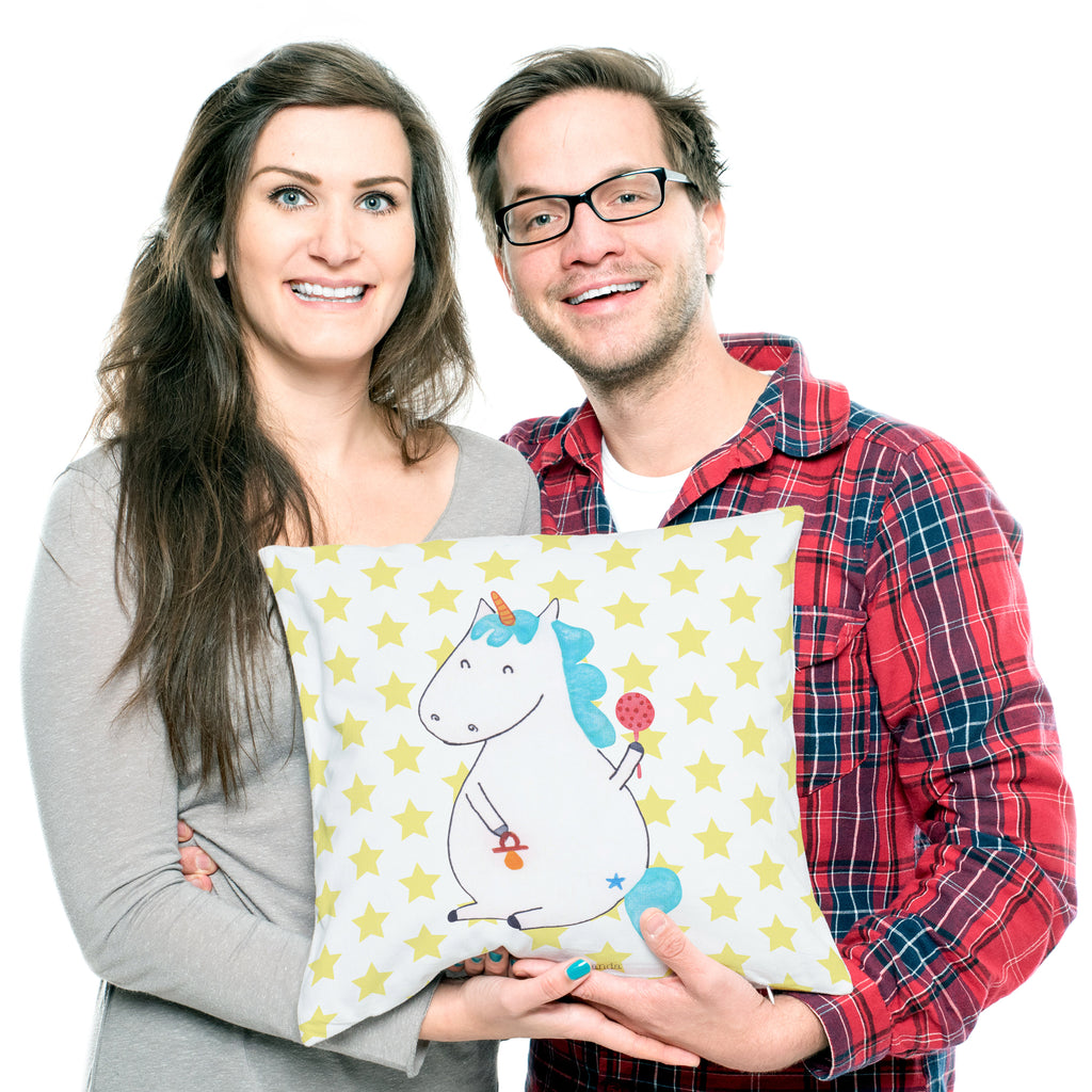 40x40 Kissen Einhorn Baby Kissenhülle, Kopfkissen, Sofakissen, Dekokissen, Motivkissen, Einhorn, Einhörner, Einhorn Deko, Pegasus, Unicorn, Mutter, Geburt, Geburtstag, erstes Kind, Baby, Babyglück, Nachwuchs, Eltern, Party, Kind, Schnuller