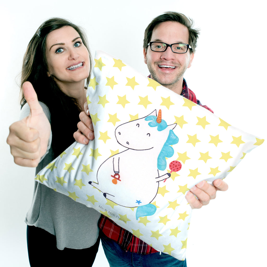 40x40 Kissen Einhorn Baby Kissenhülle, Kopfkissen, Sofakissen, Dekokissen, Motivkissen, Einhorn, Einhörner, Einhorn Deko, Pegasus, Unicorn, Mutter, Geburt, Geburtstag, erstes Kind, Baby, Babyglück, Nachwuchs, Eltern, Party, Kind, Schnuller