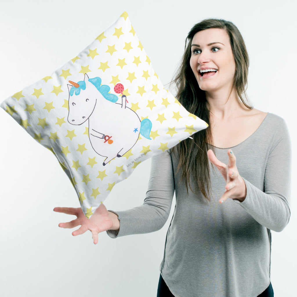 40x40 Kissen Einhorn Baby Kissenhülle, Kopfkissen, Sofakissen, Dekokissen, Motivkissen, Einhorn, Einhörner, Einhorn Deko, Pegasus, Unicorn, Mutter, Geburt, Geburtstag, erstes Kind, Baby, Babyglück, Nachwuchs, Eltern, Party, Kind, Schnuller