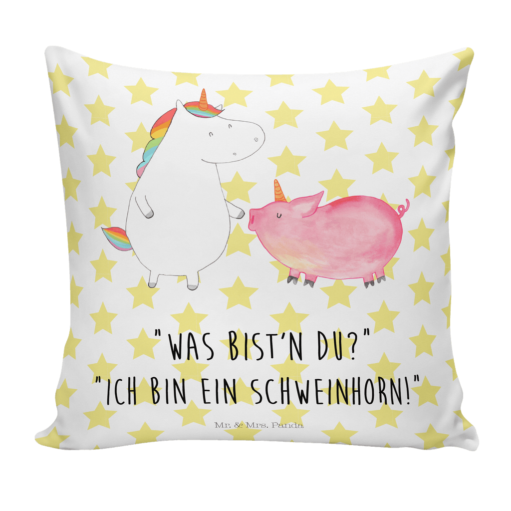 40x40 Kissen Einhorn + Schweinhorn Kissenhülle, Kopfkissen, Sofakissen, Dekokissen, Motivkissen, Einhorn, Einhörner, Einhorn Deko, Pegasus, Unicorn, Freundschaft, Schweinhorn, Schwein, Freundin, Schweinchen