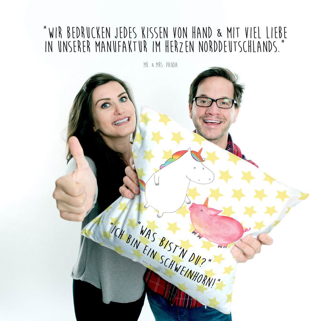 40x40 Kissen Einhorn + Schweinhorn Kissenhülle, Kopfkissen, Sofakissen, Dekokissen, Motivkissen, Einhorn, Einhörner, Einhorn Deko, Pegasus, Unicorn, Freundschaft, Schweinhorn, Schwein, Freundin, Schweinchen