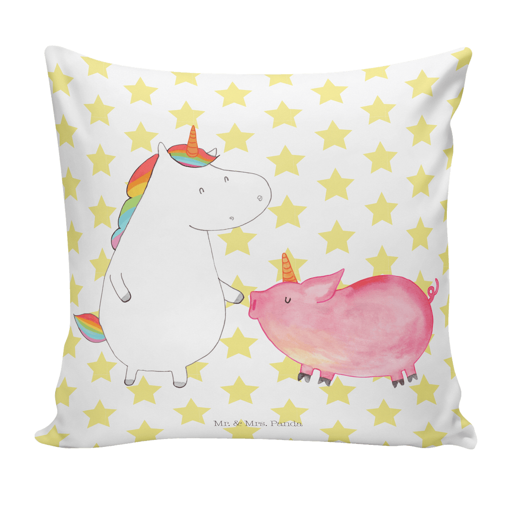 40x40 Kissen Einhorn + Schweinhorn Kissenhülle, Kopfkissen, Sofakissen, Dekokissen, Motivkissen, Einhorn, Einhörner, Einhorn Deko, Pegasus, Unicorn, Freundschaft, Schweinhorn, Schwein, Freundin, Schweinchen