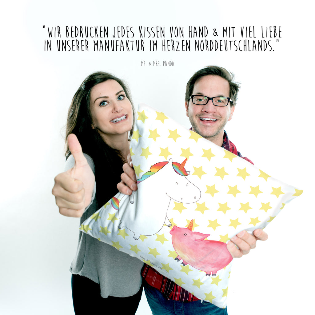 40x40 Kissen Einhorn + Schweinhorn Kissenhülle, Kopfkissen, Sofakissen, Dekokissen, Motivkissen, Einhorn, Einhörner, Einhorn Deko, Pegasus, Unicorn, Freundschaft, Schweinhorn, Schwein, Freundin, Schweinchen