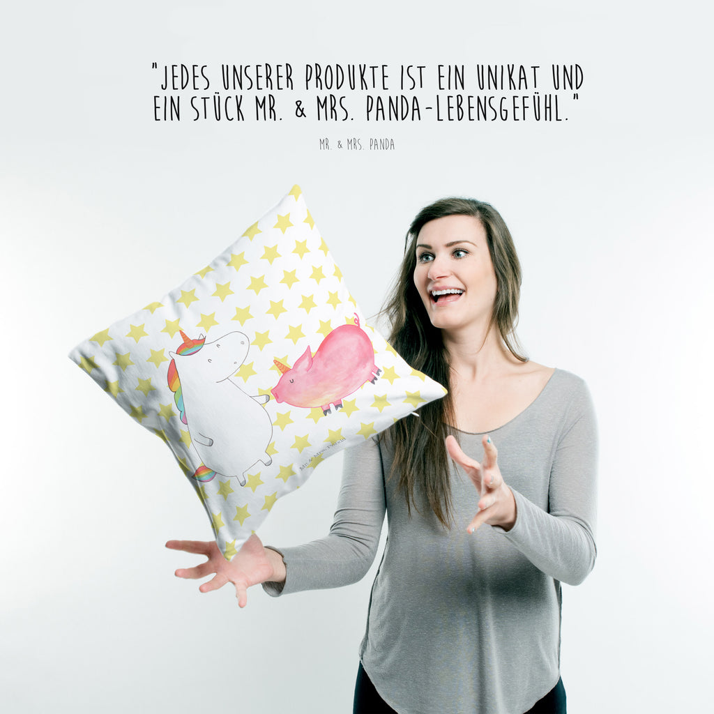 40x40 Kissen Einhorn + Schweinhorn Kissenhülle, Kopfkissen, Sofakissen, Dekokissen, Motivkissen, Einhorn, Einhörner, Einhorn Deko, Pegasus, Unicorn, Freundschaft, Schweinhorn, Schwein, Freundin, Schweinchen