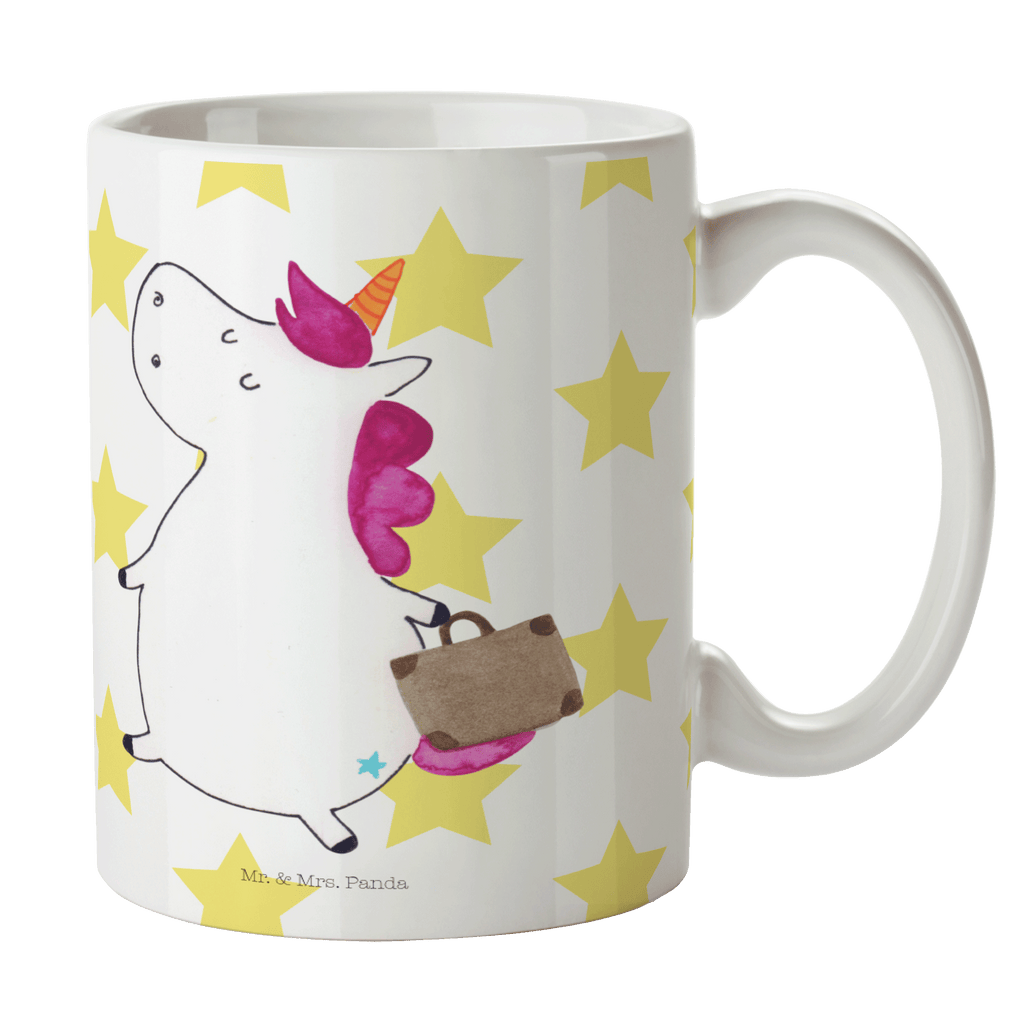 Tasse Einhorn Koffer Einhorn, unicorn, Einhörner, Koffer, Verreisen, Reise, Gepäck, Abenteuer, Erwachsen, Kind, albern, Spaß, lustig, witzig,  Becher, Kaffeetasse, Kaffeebecher, Tee, Frühstück, Büro  Einhorn, Einhörner, Einhorn Deko, Pegasus, Unicorn