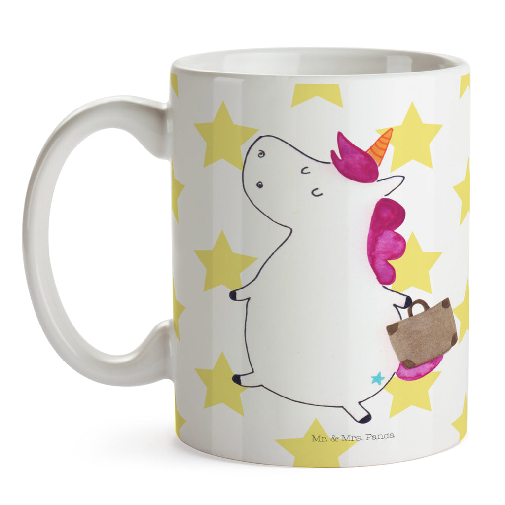 Tasse Einhorn Koffer Einhorn, unicorn, Einhörner, Koffer, Verreisen, Reise, Gepäck, Abenteuer, Erwachsen, Kind, albern, Spaß, lustig, witzig,  Becher, Kaffeetasse, Kaffeebecher, Tee, Frühstück, Büro  Einhorn, Einhörner, Einhorn Deko, Pegasus, Unicorn