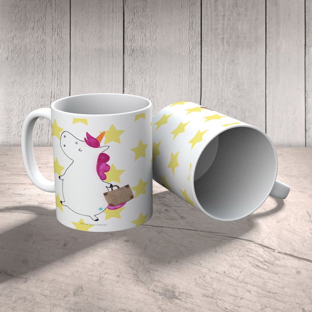 Tasse Einhorn Koffer Einhorn, unicorn, Einhörner, Koffer, Verreisen, Reise, Gepäck, Abenteuer, Erwachsen, Kind, albern, Spaß, lustig, witzig,  Becher, Kaffeetasse, Kaffeebecher, Tee, Frühstück, Büro  Einhorn, Einhörner, Einhorn Deko, Pegasus, Unicorn