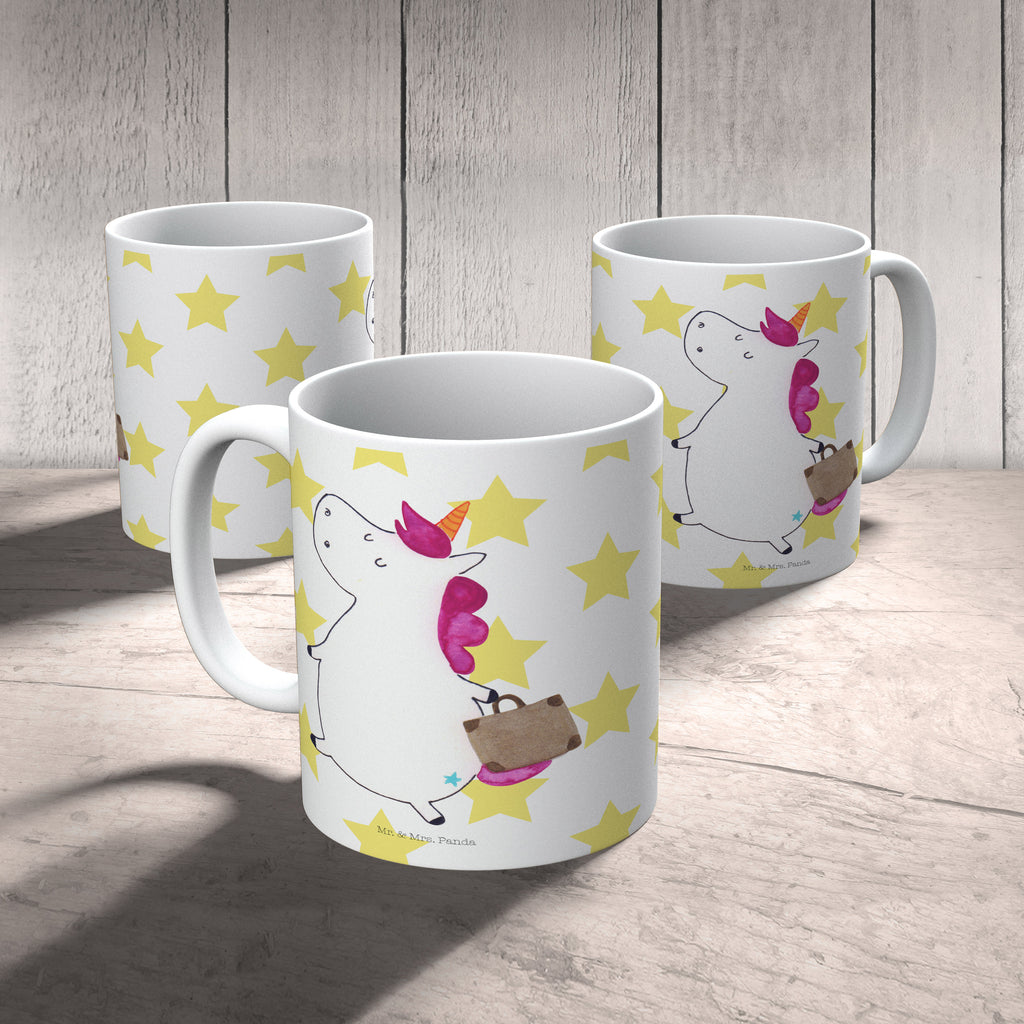 Tasse Einhorn Koffer Einhorn, unicorn, Einhörner, Koffer, Verreisen, Reise, Gepäck, Abenteuer, Erwachsen, Kind, albern, Spaß, lustig, witzig,  Becher, Kaffeetasse, Kaffeebecher, Tee, Frühstück, Büro  Einhorn, Einhörner, Einhorn Deko, Pegasus, Unicorn