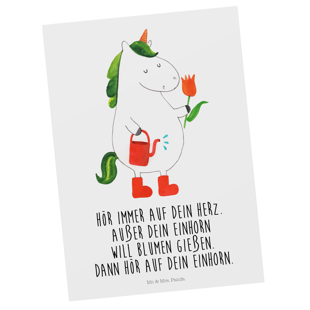 Postkarte Einhorn Gärtner Geschenkkarte, Grußkarte, Karte, Einladung, Ansichtskarte, Geburtstagskarte, Einladungskarte, Dankeskarte, Einhorn, Einhörner, Einhorn Deko, Pegasus, Unicorn, Luftballon, Gießkanne, Giesskanne, Lebenslust, Freude, Blume, Freundin, Garten, Stiefel