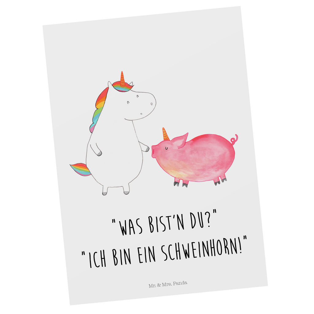 Postkarte Einhorn + Schweinhorn Geschenkkarte, Grußkarte, Karte, Einladung, Ansichtskarte, Geburtstagskarte, Einladungskarte, Einhorn, Einhörner, Einhorn Deko, Pegasus, Unicorn, Freundschaft, Schweinhorn, Schwein, Freundin, Schweinchen