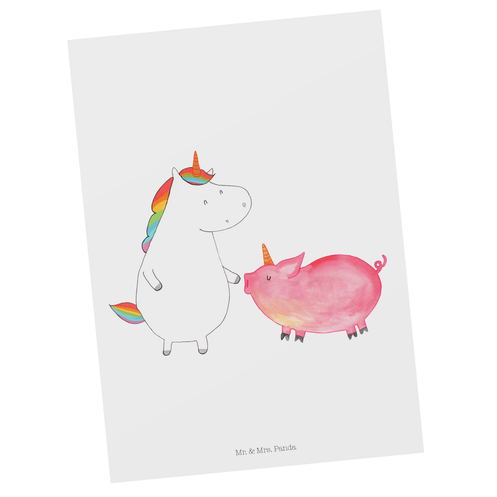 Postkarte Einhorn + Schweinhorn Geschenkkarte, Grußkarte, Karte, Einladung, Ansichtskarte, Geburtstagskarte, Einladungskarte, Einhorn, Einhörner, Einhorn Deko, Pegasus, Unicorn, Freundschaft, Schweinhorn, Schwein, Freundin, Schweinchen