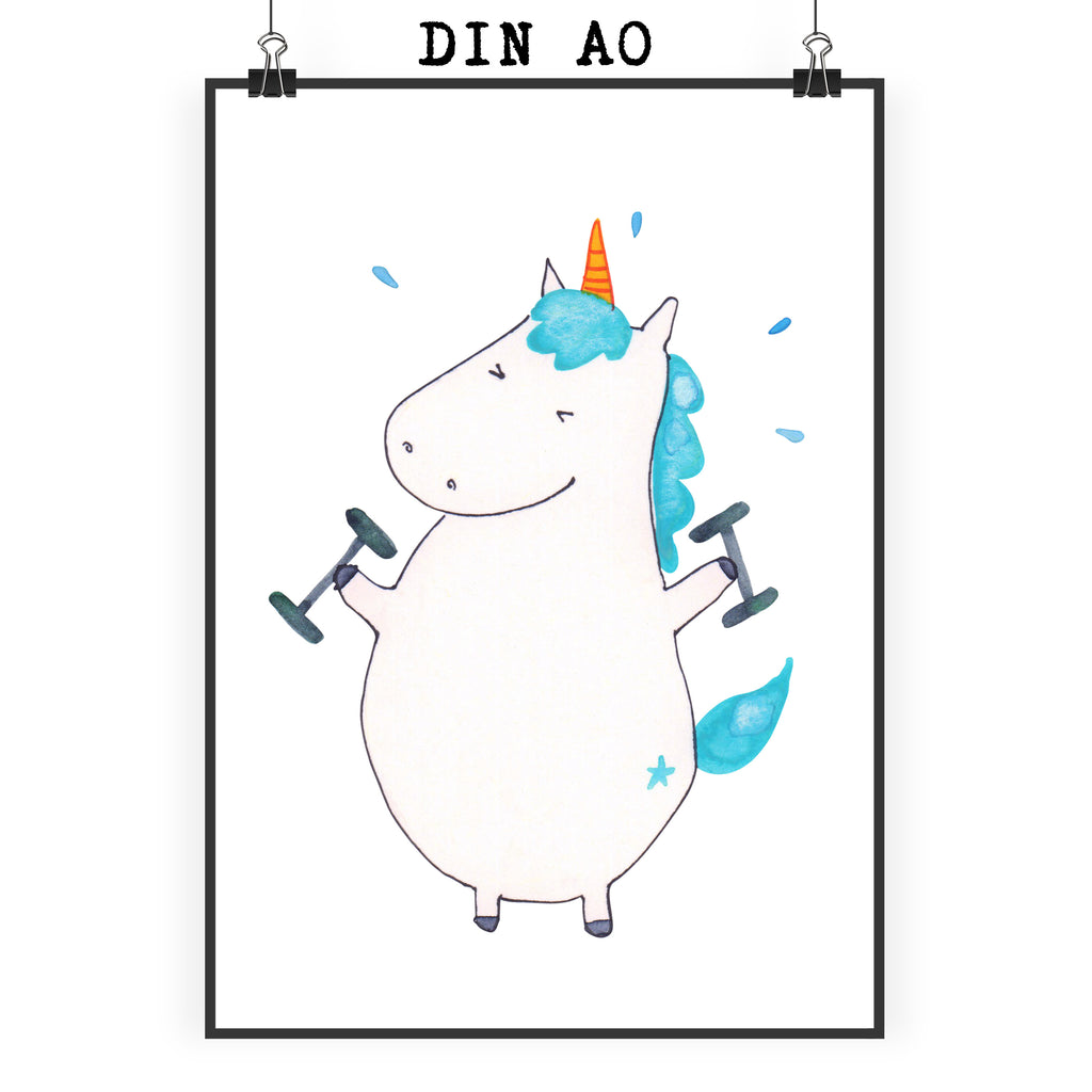 Poster Einhorn Fitness Poster, Wandposter, Bild, Wanddeko, Küchenposter, Kinderposter, Wanddeko Bild, Raumdekoration, Wanddekoration, Handgemaltes Poster, Mr. & Mrs. Panda Poster, Designposter, Kunstdruck, Posterdruck, Einhorn, Einhörner, Einhorn Deko, Pegasus, Unicorn, Gym, Fitness, Fitnessstudio, Diät, Abnehmen, Sport, Pumpen, Geräte, Sixpack