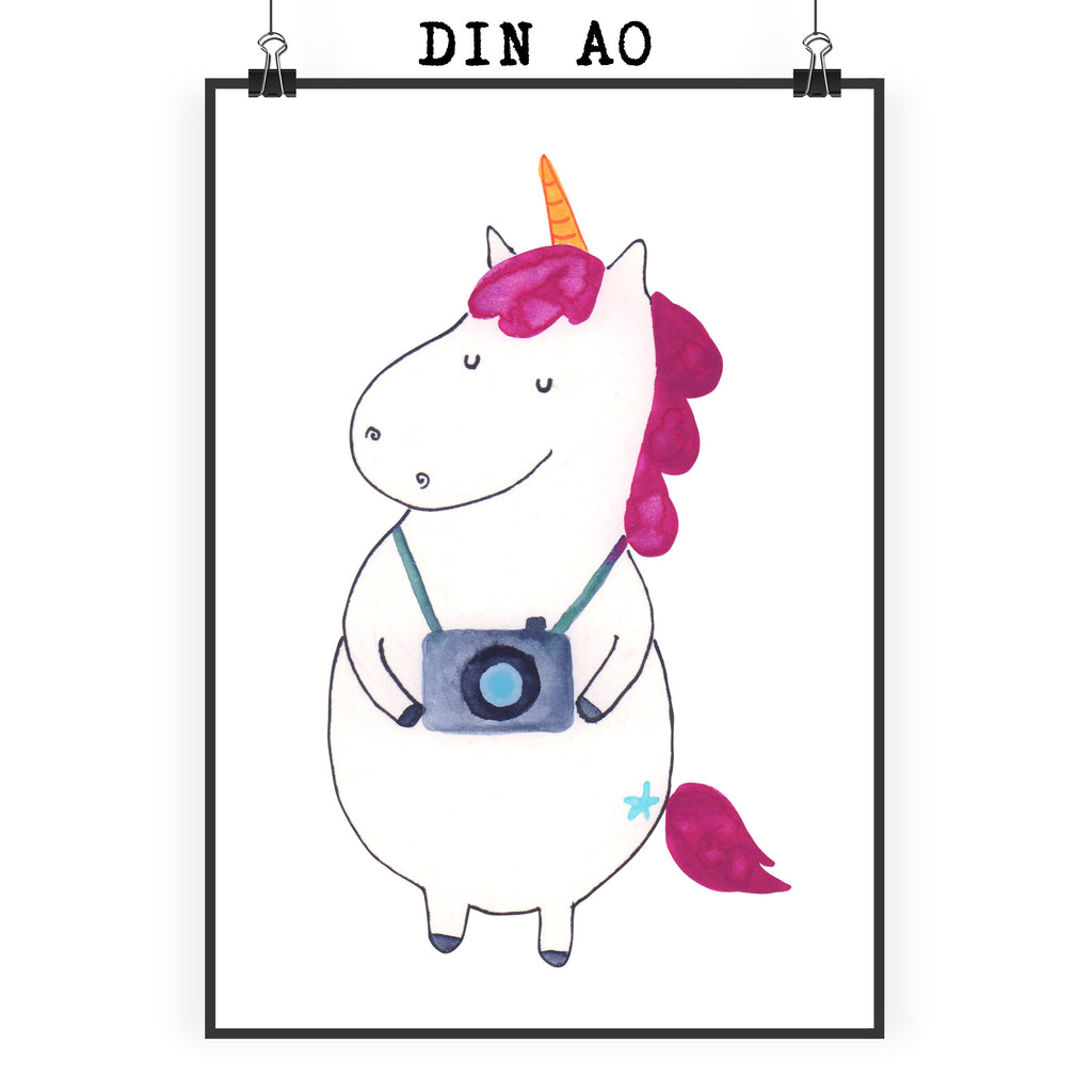 Poster Einhorn Fotograf Poster, Wandposter, Bild, Wanddeko, Küchenposter, Kinderposter, Wanddeko Bild, Raumdekoration, Wanddekoration, Handgemaltes Poster, Mr. & Mrs. Panda Poster, Designposter, Kunstdruck, Posterdruck, Einhorn, Einhörner, Einhorn Deko, Pegasus, Unicorn, Fotograf, Fotografie, Kamera, Reisen, Weltreise, Weltenbummler, Urlaub, Tourist, Kurztrip, Reise, Städtereise