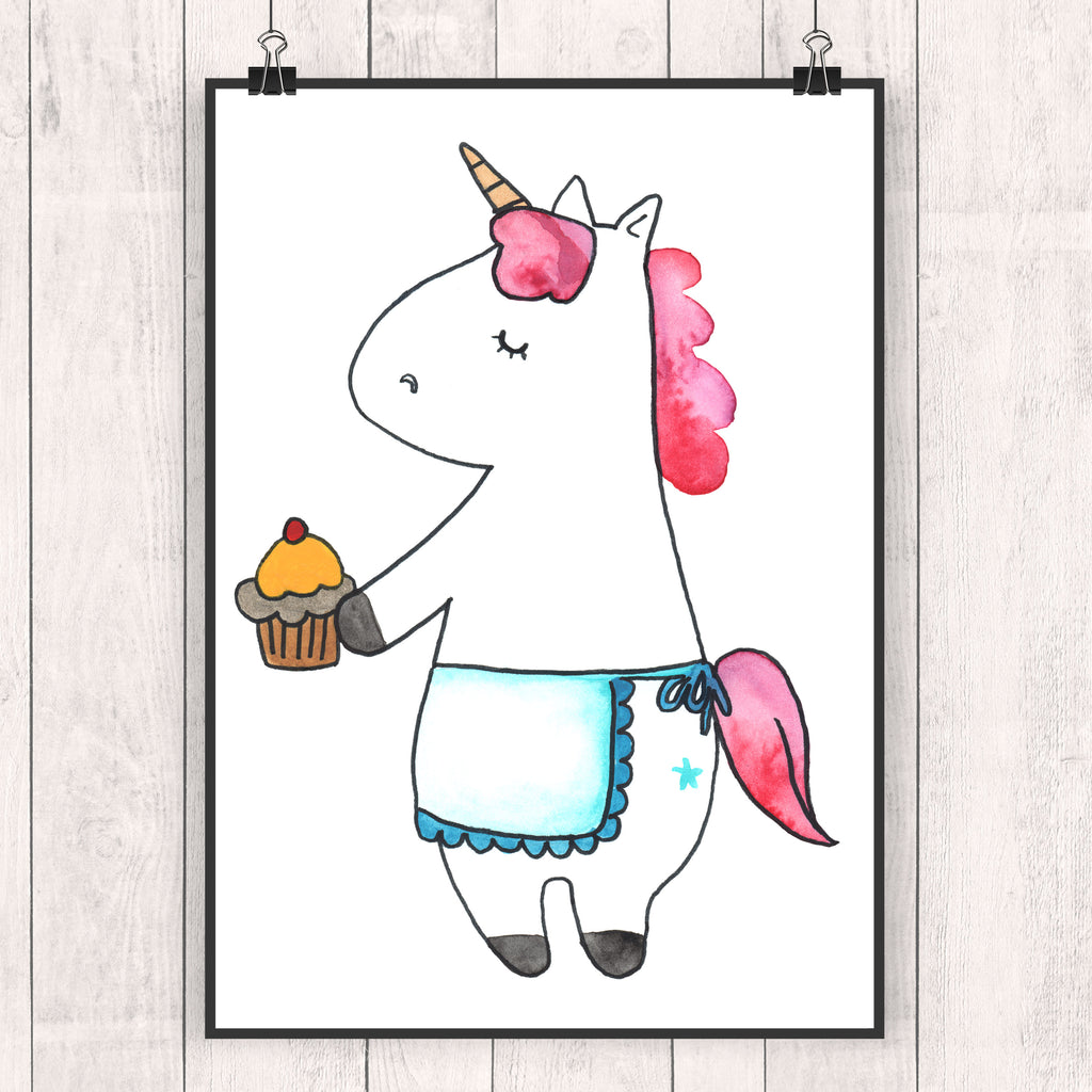 Poster Einhorn Muffin Poster, Wandposter, Bild, Wanddeko, Küchenposter, Kinderposter, Wanddeko Bild, Raumdekoration, Wanddekoration, Handgemaltes Poster, Mr. & Mrs. Panda Poster, Designposter, Kunstdruck, Posterdruck, Einhorn, Einhörner, Einhorn Deko, Pegasus, Unicorn, Geburtstag, Backen, Muffin, Kekse, Geburtstagsgrüße, Glückwünsche, Liebesgrüße, Grüße