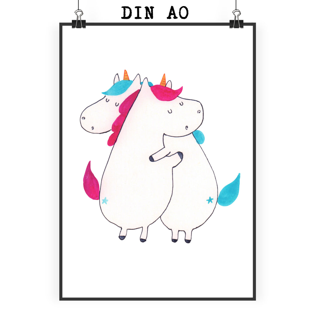 Poster Einhörner Umarmen Poster, Wandposter, Bild, Wanddeko, Küchenposter, Kinderposter, Wanddeko Bild, Raumdekoration, Wanddekoration, Handgemaltes Poster, Mr. & Mrs. Panda Poster, Designposter, Kunstdruck, Posterdruck, Einhorn, Einhörner, Einhorn Deko, Pegasus, Unicorn, Freundinnen, Freundin, BFF, Schwester, Schwestern, Familie, Geschwister, Sister, Liebe