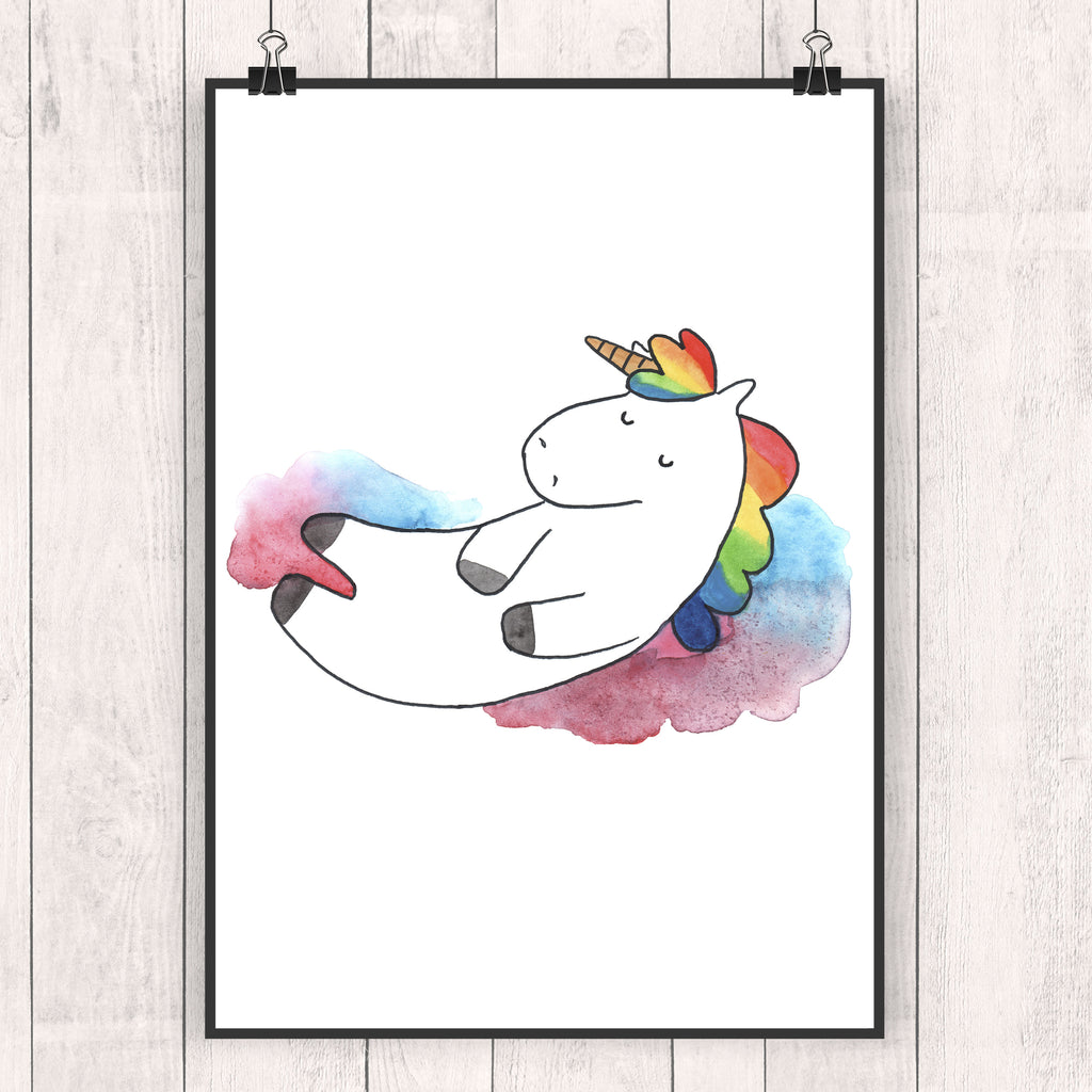 Poster Einhorn Wolke 7 Poster, Wandposter, Bild, Wanddeko, Küchenposter, Kinderposter, Wanddeko Bild, Raumdekoration, Wanddekoration, Handgemaltes Poster, Mr. & Mrs. Panda Poster, Designposter, Kunstdruck, Posterdruck, Einhorn, Einhörner, Einhorn Deko, Pegasus, Unicorn, verliebt, Menschen, witzig, lustig, Geschenk, Glaube, Realität, Lächeln