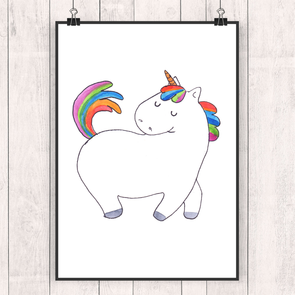 Poster Einhorn stolzierend Poster, Wandposter, Bild, Wanddeko, Küchenposter, Kinderposter, Wanddeko Bild, Raumdekoration, Wanddekoration, Handgemaltes Poster, Mr. & Mrs. Panda Poster, Designposter, Kunstdruck, Posterdruck, Einhorn, Einhörner, Einhorn Deko, Pegasus, Unicorn, stolz, anders, bunt, Pferd, Reiter, Reiten, Freundin, Geschenk