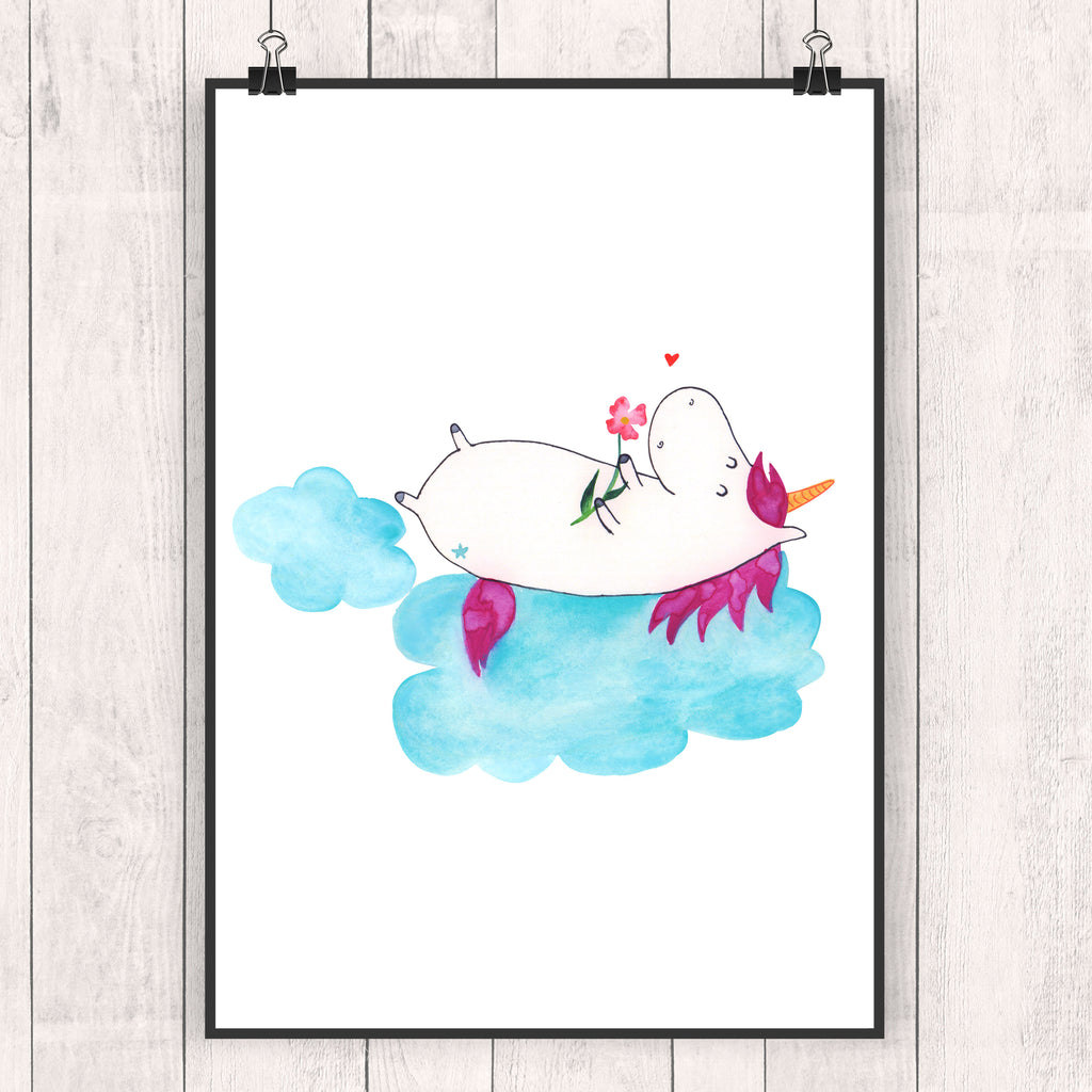 Poster Einhorn verliebt auf Wolke Poster, Wandposter, Bild, Wanddeko, Küchenposter, Kinderposter, Wanddeko Bild, Raumdekoration, Wanddekoration, Handgemaltes Poster, Mr. & Mrs. Panda Poster, Designposter, Kunstdruck, Posterdruck, Einhorn, Einhörner, Einhorn Deko, Pegasus, Unicorn, verliebt, Liebe, Liebesbeweis, Freundin, Wolke
