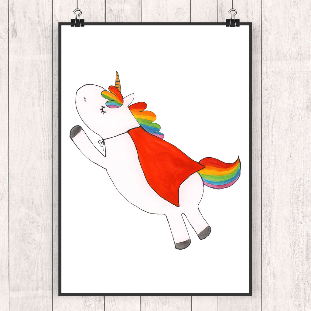 Poster Einhorn Super Poster, Wandposter, Bild, Wanddeko, Küchenposter, Kinderposter, Wanddeko Bild, Raumdekoration, Wanddekoration, Handgemaltes Poster, Mr. & Mrs. Panda Poster, Designposter, Kunstdruck, Posterdruck, Einhorn, Einhörner, Einhorn Deko, Pegasus, Unicorn, Traummann, Superheld, Held, Freundin, Geschenk, Girl, Mädchen