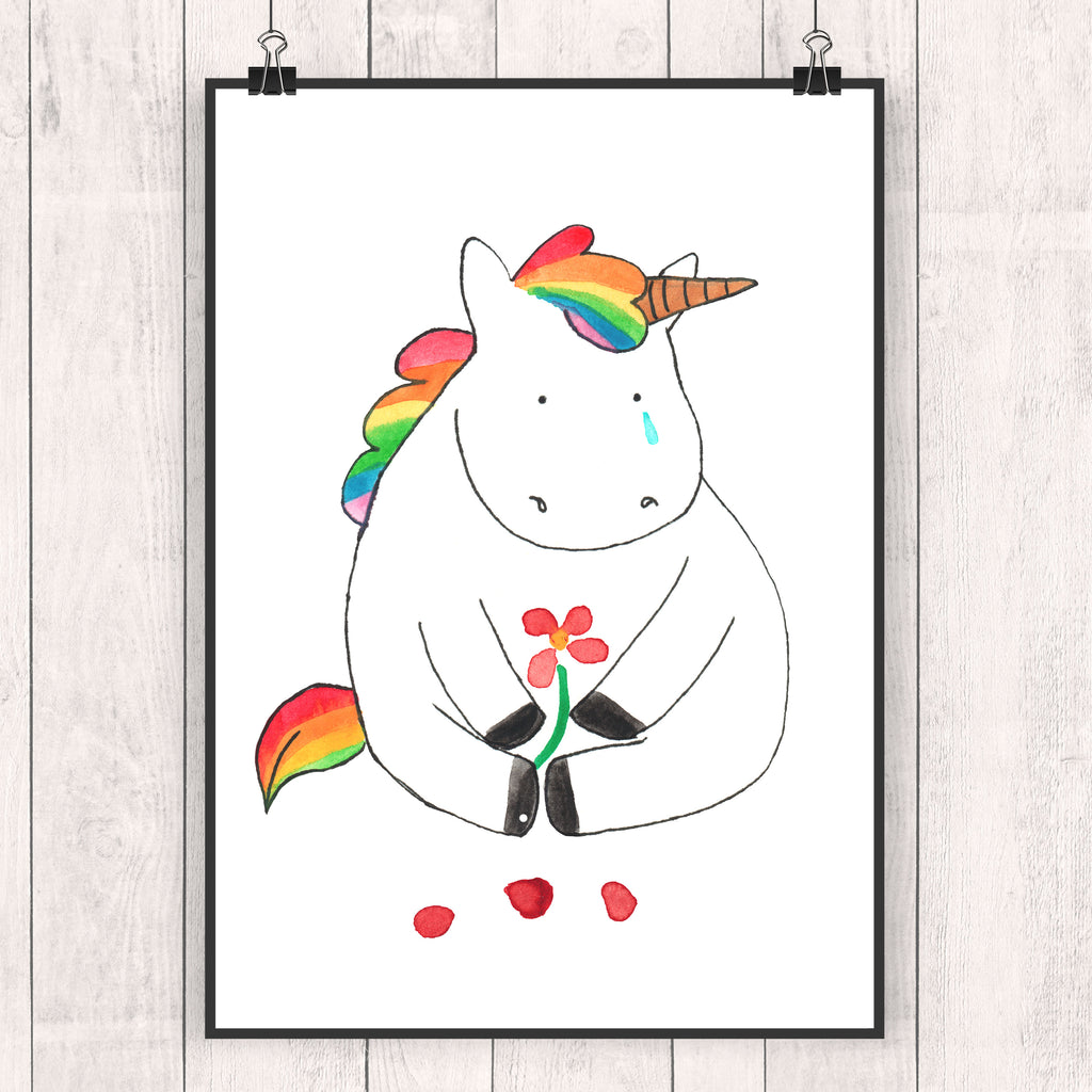 Poster Einhorn Traurig Poster, Wandposter, Bild, Wanddeko, Küchenposter, Kinderposter, Wanddeko Bild, Raumdekoration, Wanddekoration, Handgemaltes Poster, Mr. & Mrs. Panda Poster, Designposter, Kunstdruck, Posterdruck, Einhorn, Einhörner, Einhorn Deko, Pegasus, Unicorn, Glitzer, Trösten. Freundschaft, Freunde, Liebe, Trauer, Grußkarte, Blume