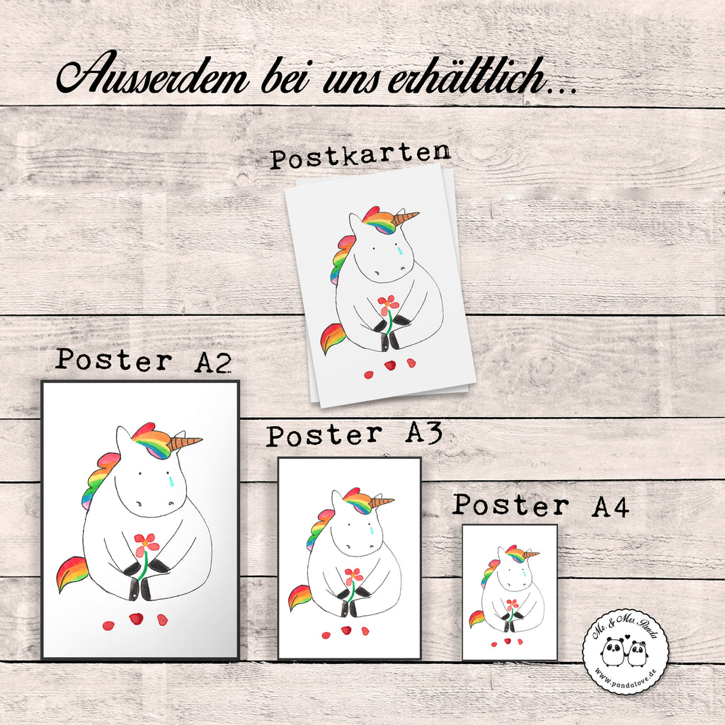 Poster Einhorn Traurig Poster, Wandposter, Bild, Wanddeko, Küchenposter, Kinderposter, Wanddeko Bild, Raumdekoration, Wanddekoration, Handgemaltes Poster, Mr. & Mrs. Panda Poster, Designposter, Kunstdruck, Posterdruck, Einhorn, Einhörner, Einhorn Deko, Pegasus, Unicorn, Glitzer, Trösten. Freundschaft, Freunde, Liebe, Trauer, Grußkarte, Blume