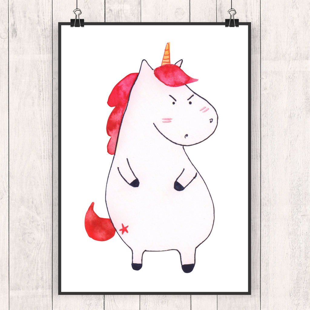 Poster Einhorn wütend Poster, Wandposter, Bild, Wanddeko, Küchenposter, Kinderposter, Wanddeko Bild, Raumdekoration, Wanddekoration, Handgemaltes Poster, Mr. & Mrs. Panda Poster, Designposter, Kunstdruck, Posterdruck, Einhorn, Einhörner, Einhorn Deko, Pegasus, Unicorn, Realität, Ansage, lustlos, nein, Büro, Arbeit, wütend, dumme Fragen, lustig, Spaß, Geschenk