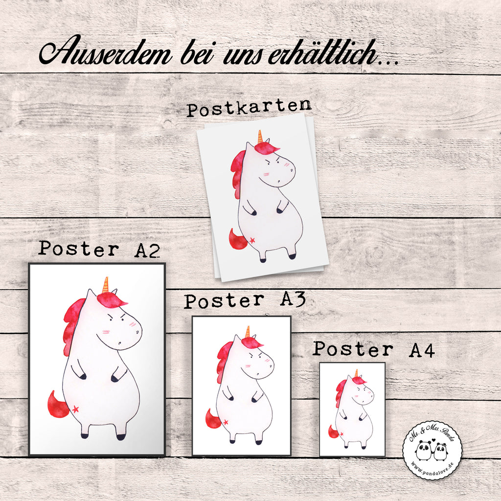 Poster Einhorn wütend Poster, Wandposter, Bild, Wanddeko, Küchenposter, Kinderposter, Wanddeko Bild, Raumdekoration, Wanddekoration, Handgemaltes Poster, Mr. & Mrs. Panda Poster, Designposter, Kunstdruck, Posterdruck, Einhorn, Einhörner, Einhorn Deko, Pegasus, Unicorn, Realität, Ansage, lustlos, nein, Büro, Arbeit, wütend, dumme Fragen, lustig, Spaß, Geschenk