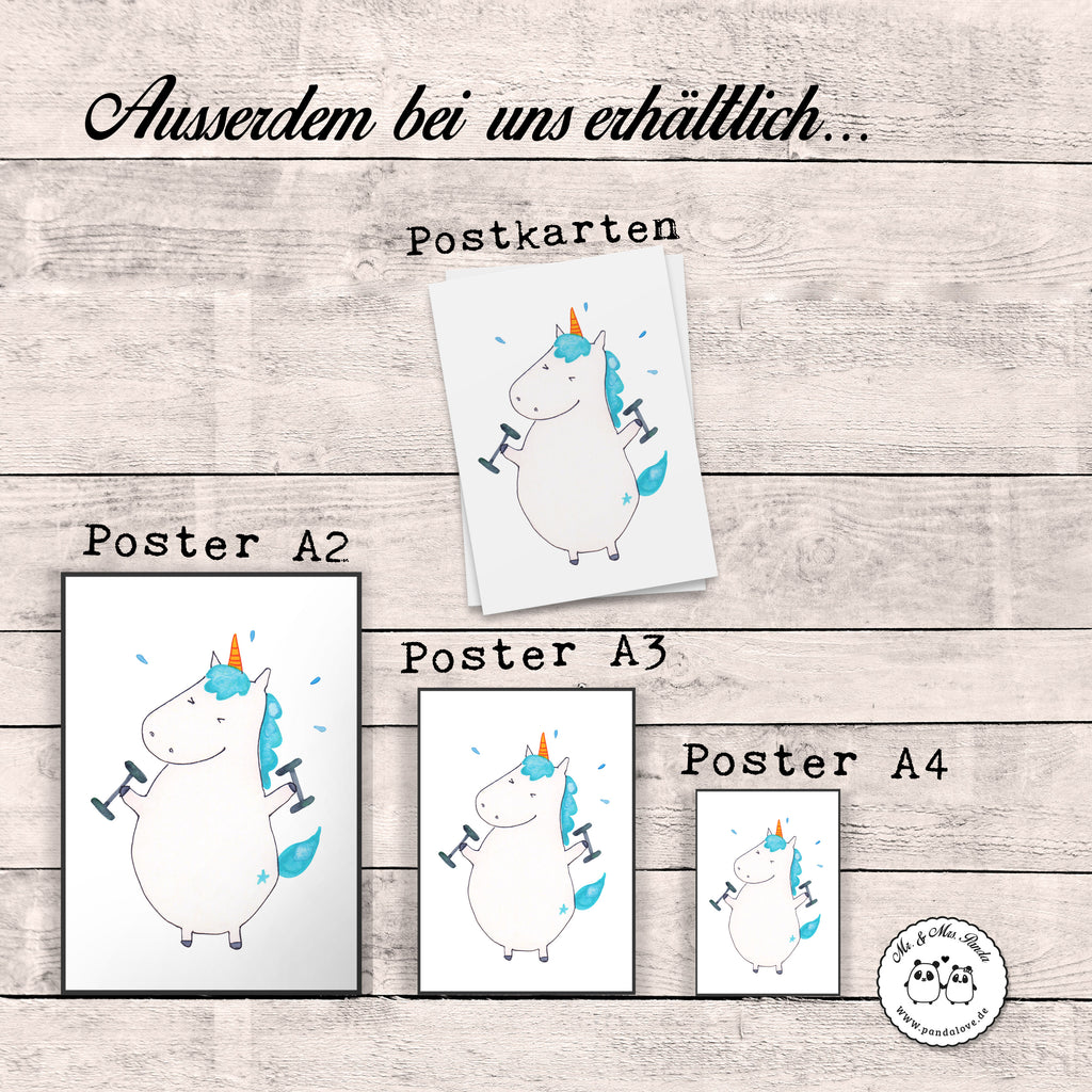 Poster Einhorn Fitness Poster, Wandposter, Bild, Wanddeko, Küchenposter, Kinderposter, Wanddeko Bild, Raumdekoration, Wanddekoration, Handgemaltes Poster, Mr. & Mrs. Panda Poster, Designposter, Kunstdruck, Posterdruck, Einhorn, Einhörner, Einhorn Deko, Pegasus, Unicorn, Gym, Fitness, Fitnessstudio, Diät, Abnehmen, Sport, Pumpen, Geräte, Sixpack