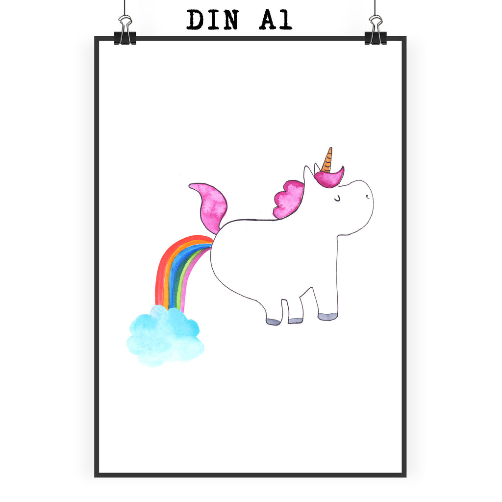 Poster Einhorn Pupsend Poster, Wandposter, Bild, Wanddeko, Küchenposter, Kinderposter, Wanddeko Bild, Raumdekoration, Wanddekoration, Handgemaltes Poster, Mr. & Mrs. Panda Poster, Designposter, Kunstdruck, Posterdruck, Einhorn, Einhörner, Einhorn Deko, Pegasus, Unicorn, Pups, Regenbogen, Glitzer, Einhornpower, Erwachsenwerden, Spaß, lustig, Freundin