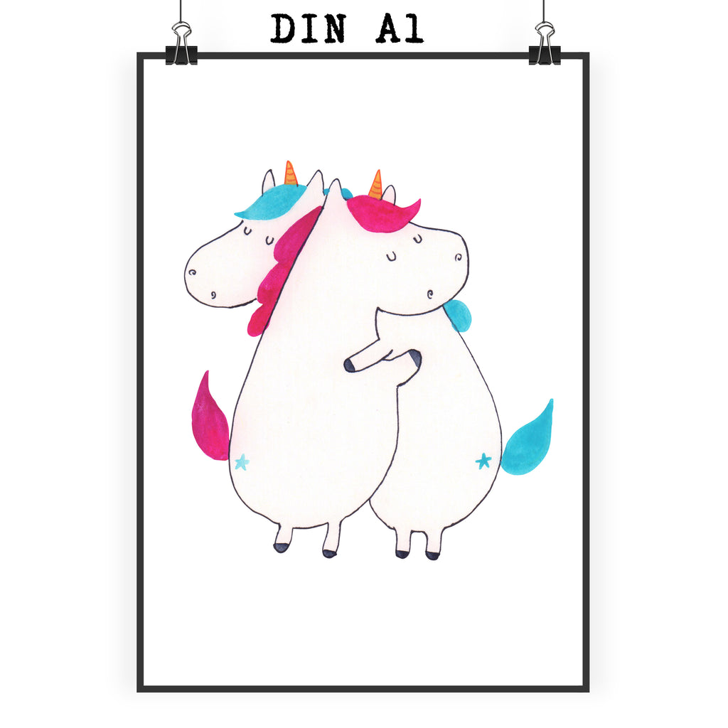 Poster Einhörner Umarmen Poster, Wandposter, Bild, Wanddeko, Küchenposter, Kinderposter, Wanddeko Bild, Raumdekoration, Wanddekoration, Handgemaltes Poster, Mr. & Mrs. Panda Poster, Designposter, Kunstdruck, Posterdruck, Einhorn, Einhörner, Einhorn Deko, Pegasus, Unicorn, Freundinnen, Freundin, BFF, Schwester, Schwestern, Familie, Geschwister, Sister, Liebe