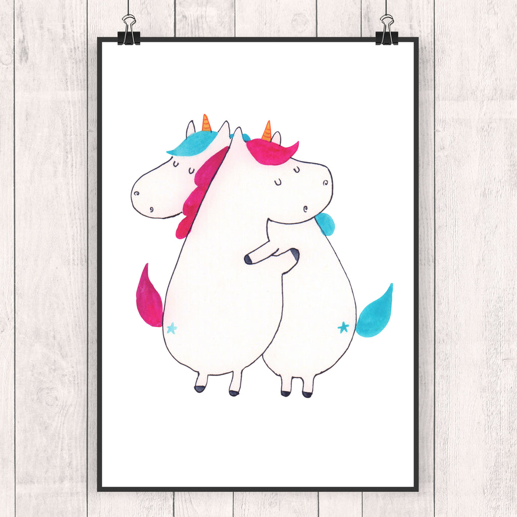 Poster Einhörner Umarmen Poster, Wandposter, Bild, Wanddeko, Küchenposter, Kinderposter, Wanddeko Bild, Raumdekoration, Wanddekoration, Handgemaltes Poster, Mr. & Mrs. Panda Poster, Designposter, Kunstdruck, Posterdruck, Einhorn, Einhörner, Einhorn Deko, Pegasus, Unicorn, Freundinnen, Freundin, BFF, Schwester, Schwestern, Familie, Geschwister, Sister, Liebe