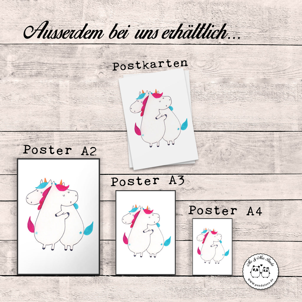 Poster Einhörner Umarmen Poster, Wandposter, Bild, Wanddeko, Küchenposter, Kinderposter, Wanddeko Bild, Raumdekoration, Wanddekoration, Handgemaltes Poster, Mr. & Mrs. Panda Poster, Designposter, Kunstdruck, Posterdruck, Einhorn, Einhörner, Einhorn Deko, Pegasus, Unicorn, Freundinnen, Freundin, BFF, Schwester, Schwestern, Familie, Geschwister, Sister, Liebe